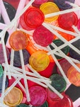 lollipops, hand-stitched